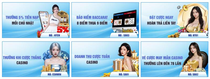 Khuyến Mãi 78win – Ưu Đãi Khủng Cho Người Chơi Cá Cược 5 Ưu đãi cho Casino – Đẳng cấp như sòng bạc quốc tế